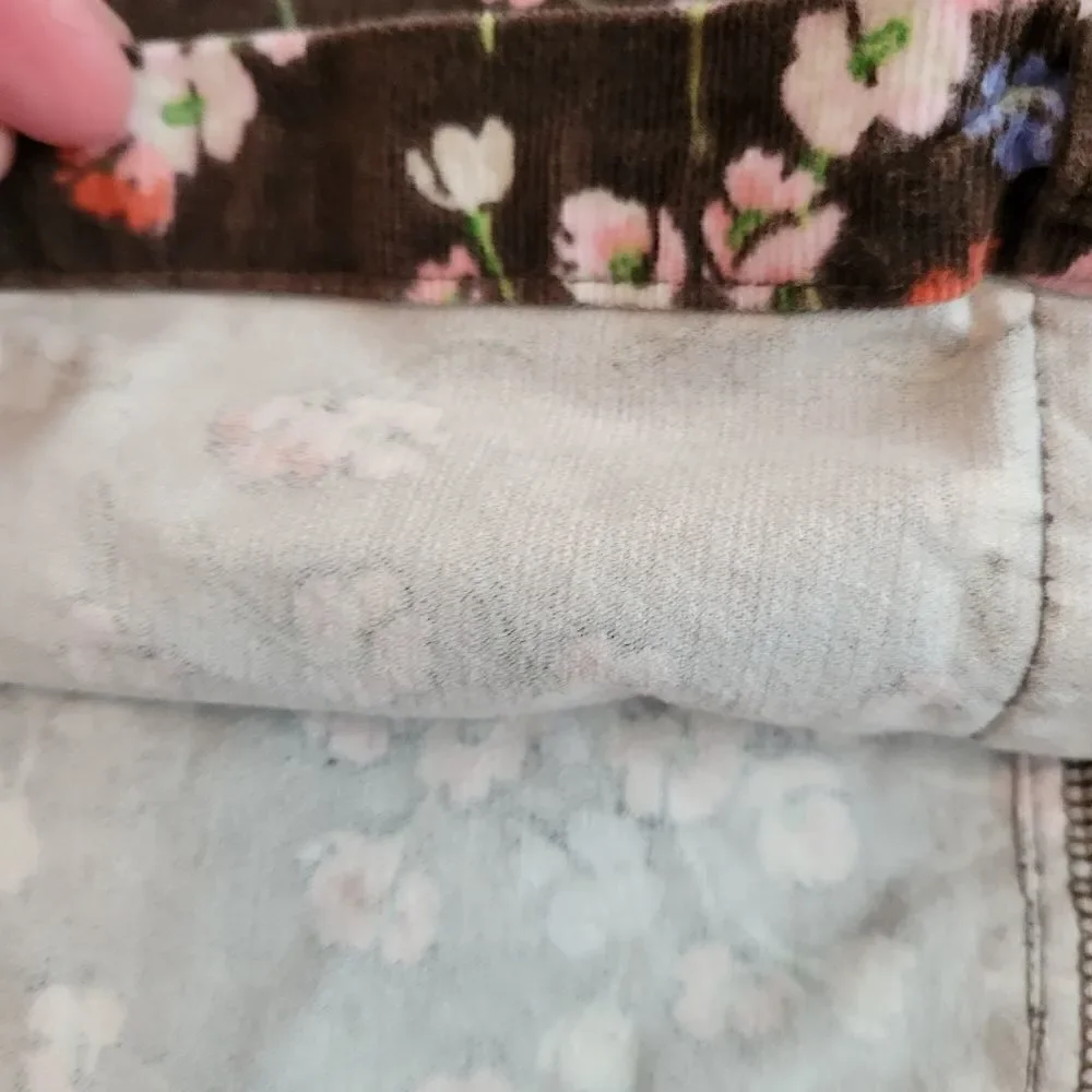 EC GYMBOREE COURDORAY FLORAL OVERALL DRESS W/ELASTIC WAIST SZ. 10